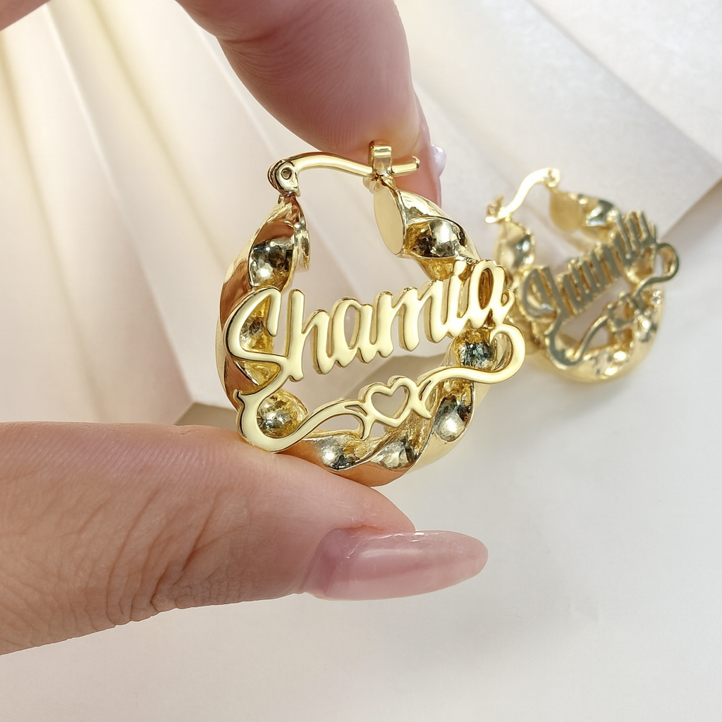 Gold Name Hoop Earrings